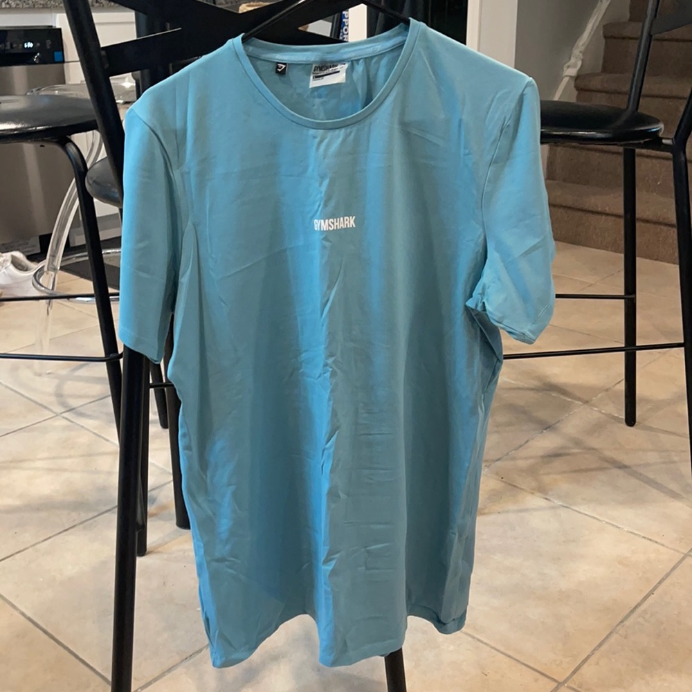Large gymshark blue athletic t shirt